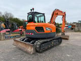 2022 Doosan DX85R-3 crawler excavator, rear three-quarter view