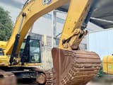 2020 Caterpillar 349 crawler excavator, front three-quarter view