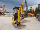 2019 JCB 15C mini excavator, front three-quarter view