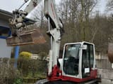 2018 Takeuchi TB290 mini excavator, front three-quarter view