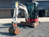 2018 Takeuchi TB23R mini excavator, front three-quarter view