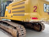 2021 Caterpillar 350 crawler excavator, rear three-quarter view