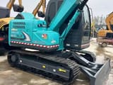 2025 Kobelco SK75 mini excavator, side profile view