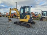 2005 Komatsu PC50MR-2 mini excavator, rear three-quarter view