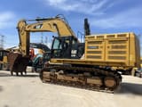 2017 Caterpillar 374FL crawler excavator, side profile view