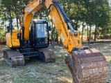 2019 JCB JS131LC excavator, front three-quarter view