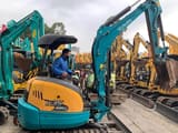 2018 Kubota U35 mini excavator, rear three-quarter view