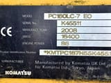 2008 Komatsu PC160LC-7 EO manufacturer identification plate