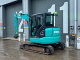 2023 Kobelco SK58SRX-7 mini excavator, rear three-quarter view