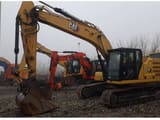 2021 Caterpillar 320-07 crawler excavator, front three-quarter view