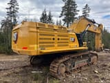 2022 Caterpillar 395 crawler excavator, rear three-quarter view