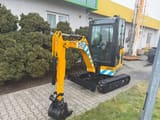 2023 JCB 19C-1 mini excavator, front three-quarter view