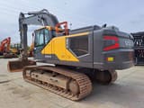 2022 Volvo EC350E L crawler excavator, rear three-quarter view