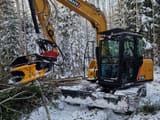2022 Sany SY75C crawler excavator with tree cutting head, side view