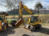2017 Komatsu PW160-10 wheel excavator, front three-quarter view