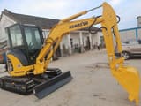 2023 Komatsu PC35MR mini excavator, front three-quarter view