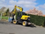 2020 Yanmar B110W wheel excavator, three-quarter view