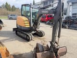 2012 Volvo EC27C mini excavator, front three-quarter view
