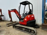 2014 Kubota U25-3 mini excavator, rear three-quarter view