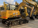 2026 Sany SY75C mini excavator, rear three-quarter view