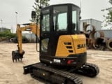 2026 Sany SY35U mini excavator, rear three-quarter view