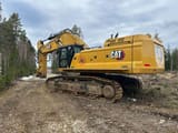2022 Caterpillar 395-07A crawler excavator, rear three-quarter view
