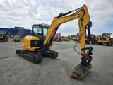 2017 JCB 57C-1 mini excavator, three-quarter front view