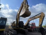 2023 Caterpillar 349D2L crawler excavator, rear three-quarter view