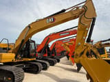 Caterpillar 320GC crawler excavator, side profile view