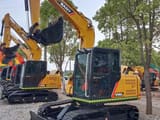 2021 Sany SY95C mini excavator, front three-quarter view
