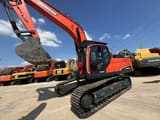 2023 Doosan DX340 crawler excavator, front three-quarter view