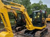 2022 Komatsu PC56-7 mini excavator, front three-quarter view