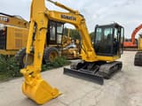 2020 Komatsu PC56 mini excavator, front three-quarter view