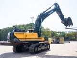 2026 Hyundai HX375L crawler excavator, rear three-quarter view