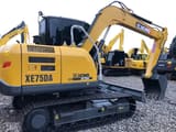 2023 XCMG XE75DA mini excavator, rear three-quarter view