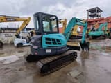 2015 Kobelco 55SR mini excavator, three-quarter front view