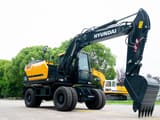 2026 Hyundai HW155 wheel excavator, front three-quarter view