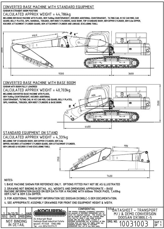 2015 Doosan DX380LC-5 crawler excavator technical diagram