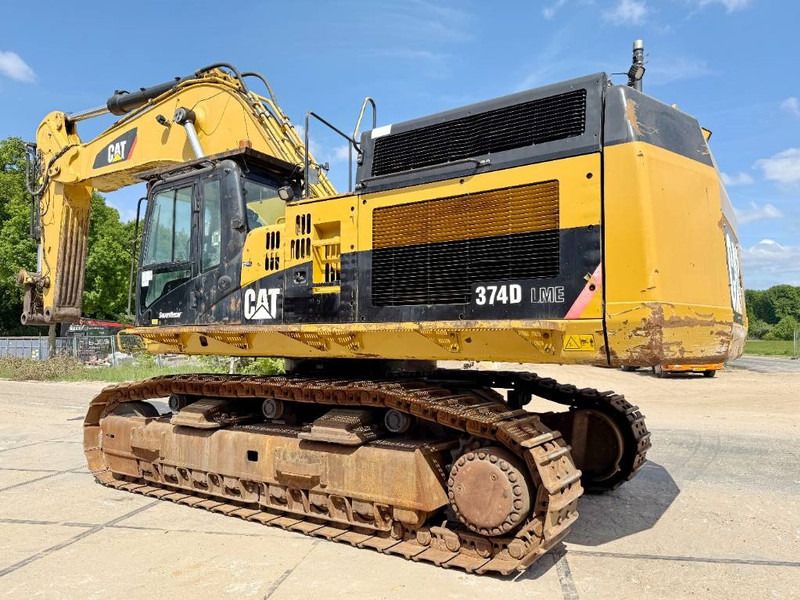 2012 Caterpillar 374D LME crawler excavator, rear three-quarter view