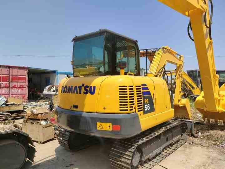 2020 Komatsu PC56 mini excavator, rear three-quarter view