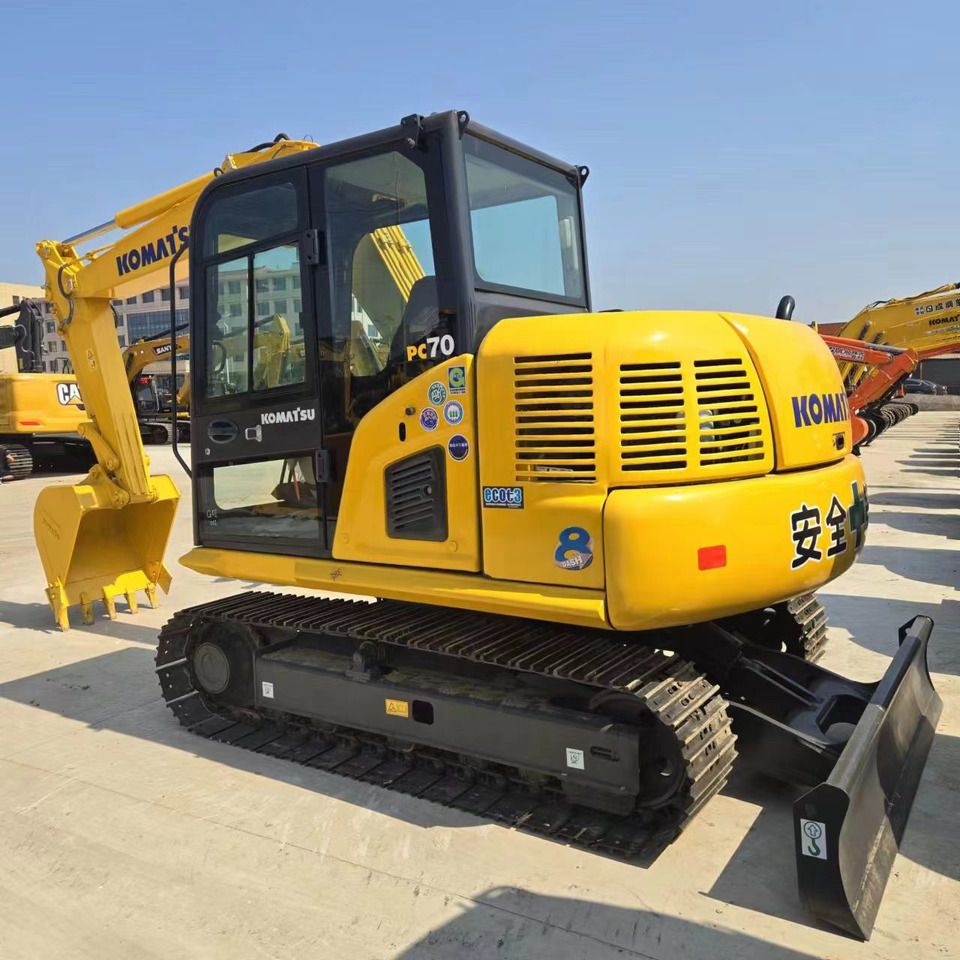 2024 Komatsu PC70-8 mini excavator, rear three-quarter view