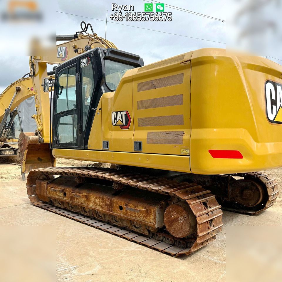 2023 Caterpillar 320 crawler excavator, rear three-quarter view