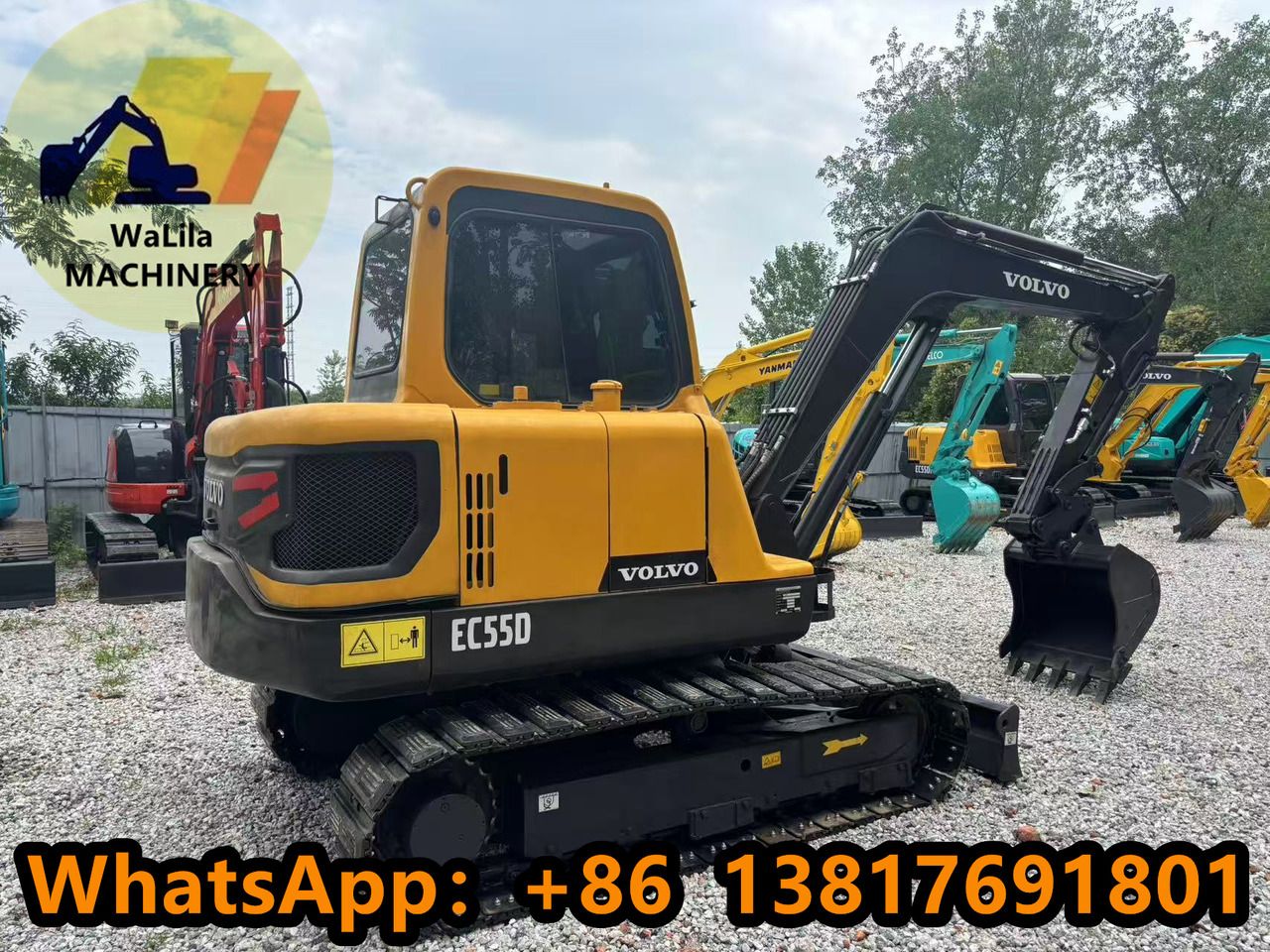 2023 Volvo EC55D mini excavator, rear three-quarter view 2023 Volvo EC55D mini excavator, rear three-quarter view
