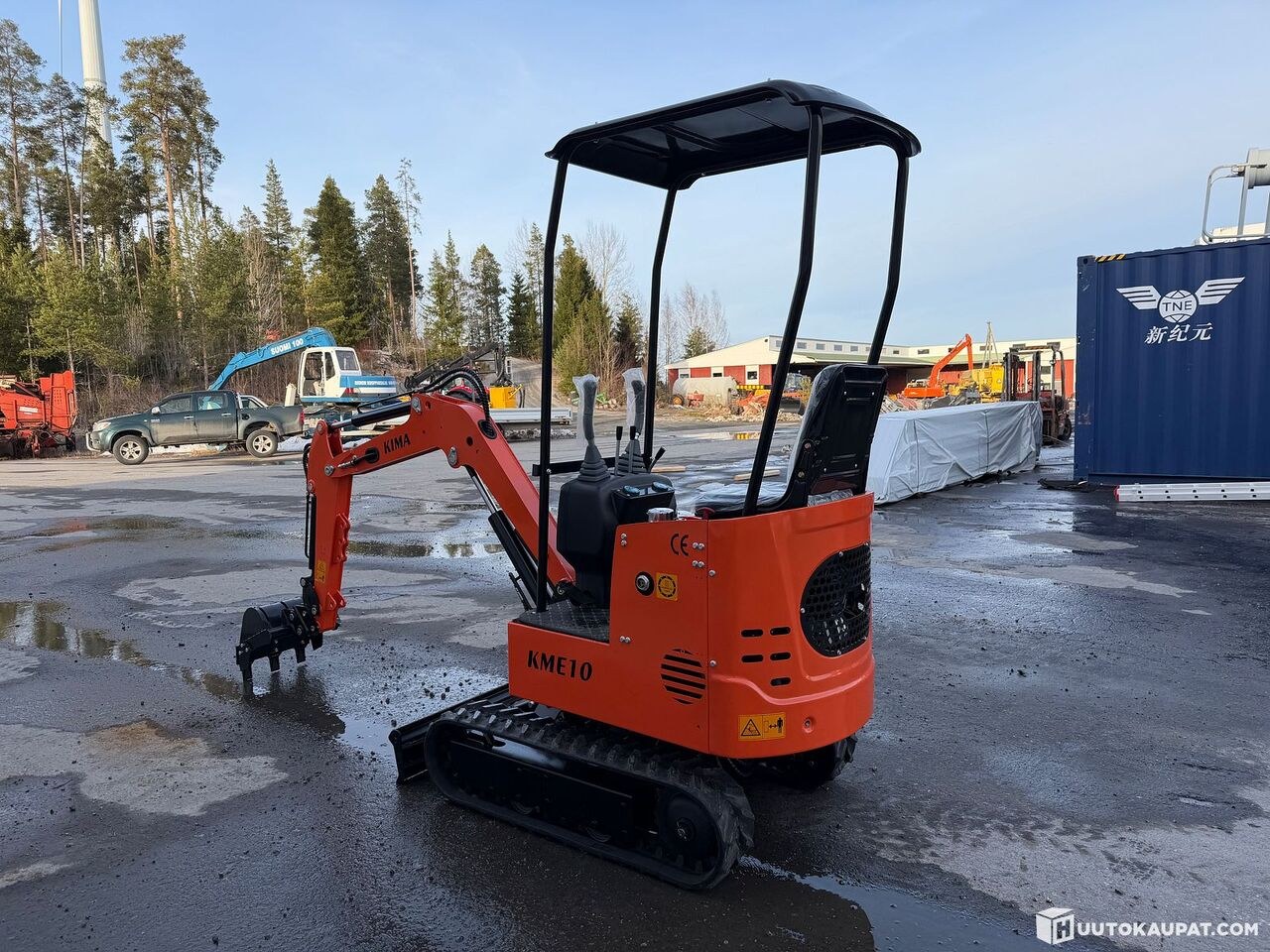 2026 Kima KME10 mini excavator, rear three-quarter view 2026 Kima KME10 mini excavator, rear three-quarter view