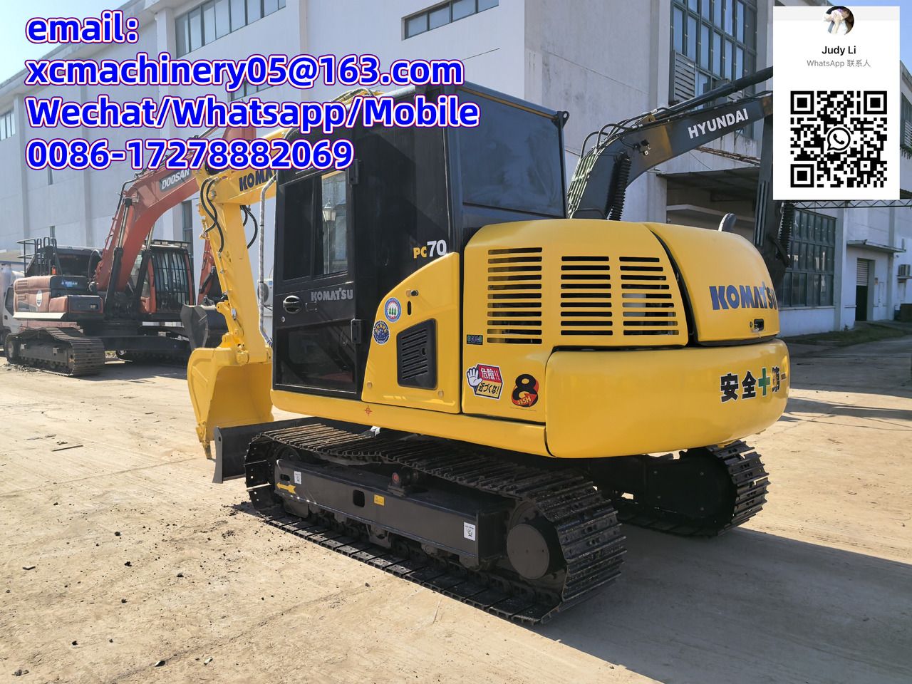2023 Komatsu PC70-8 mini excavator, rear three-quarter view