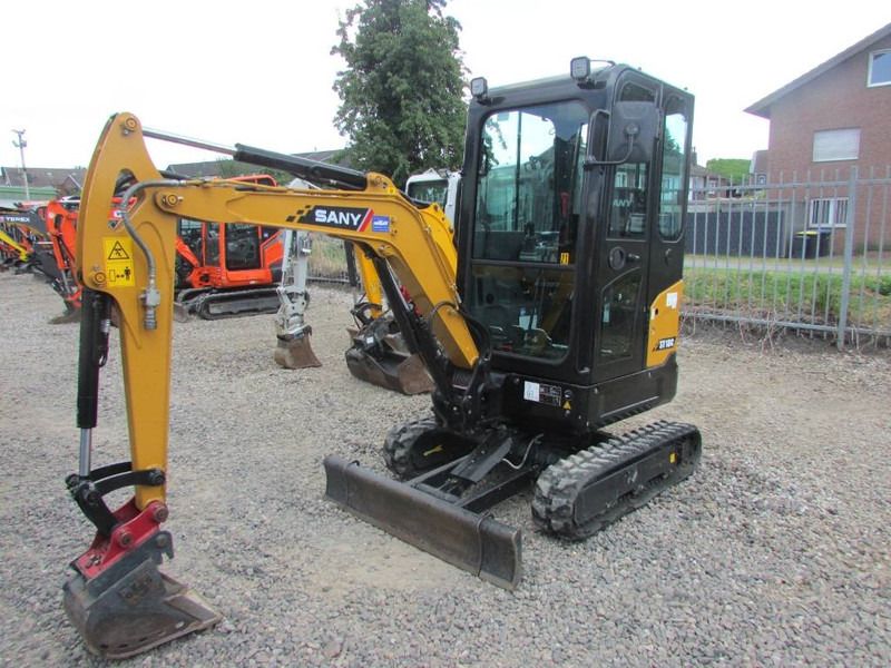 2023 Sany SY18C mini excavator, front three-quarter view