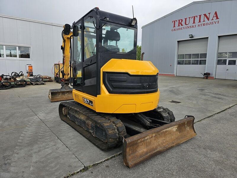 2017 JCB 57C-1 mini excavator, rear three-quarter view