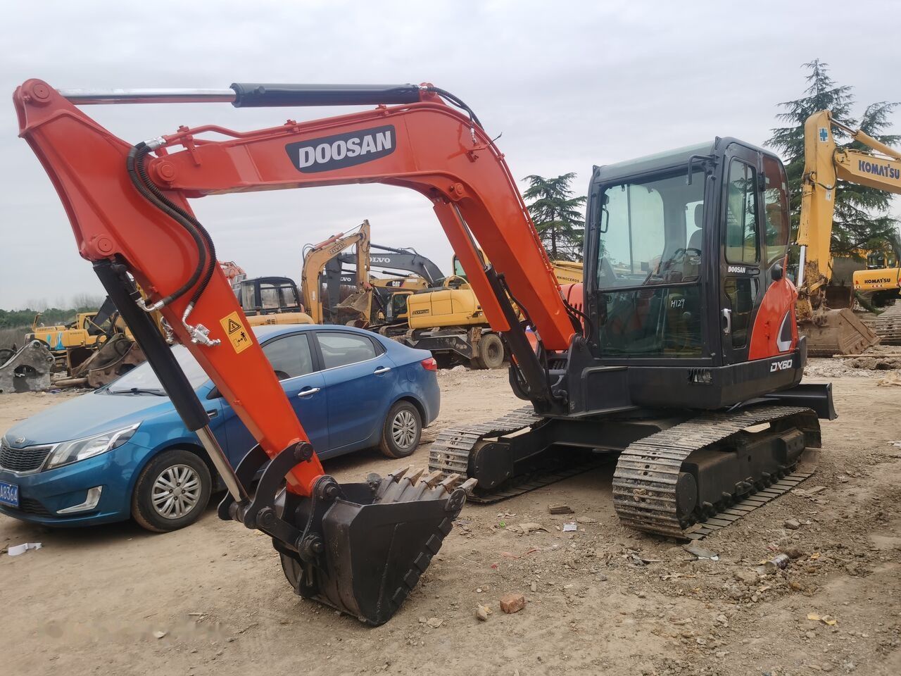 Doosan DX60 crawler excavator, side view Doosan DX60 crawler excavator, side view