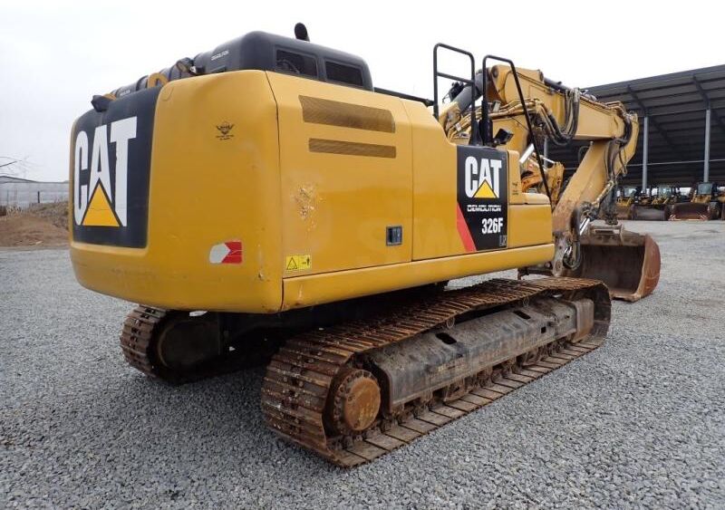 2018 Caterpillar 326F Demolition crawler excavator, rear three-quarter view 2018 Caterpillar 326F Demolition crawler excavator, rear three-quarter view