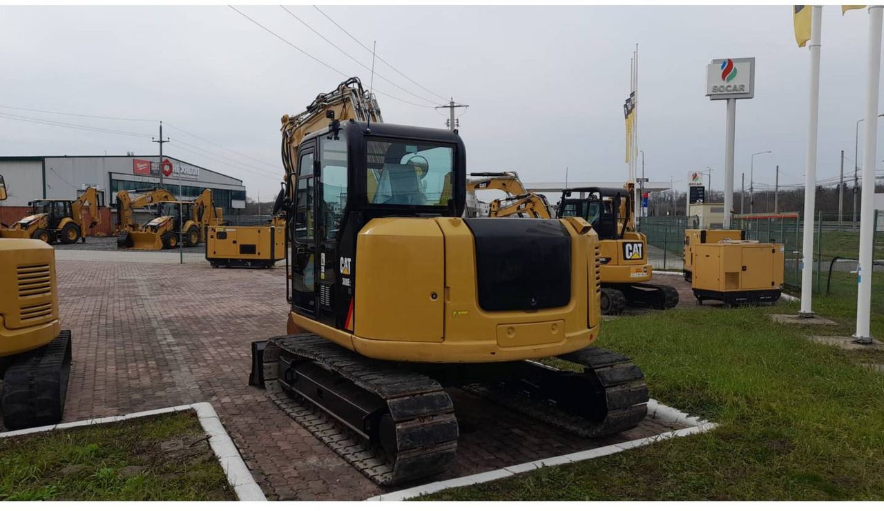 2019 Caterpillar 308E2CR crawler excavator, rear three-quarter view